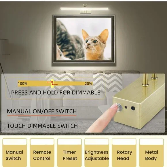 FUNCHDAY Picture Light Wireless, 13" Rechargeable Battery Operated Picture Light - Picture 3 of 6